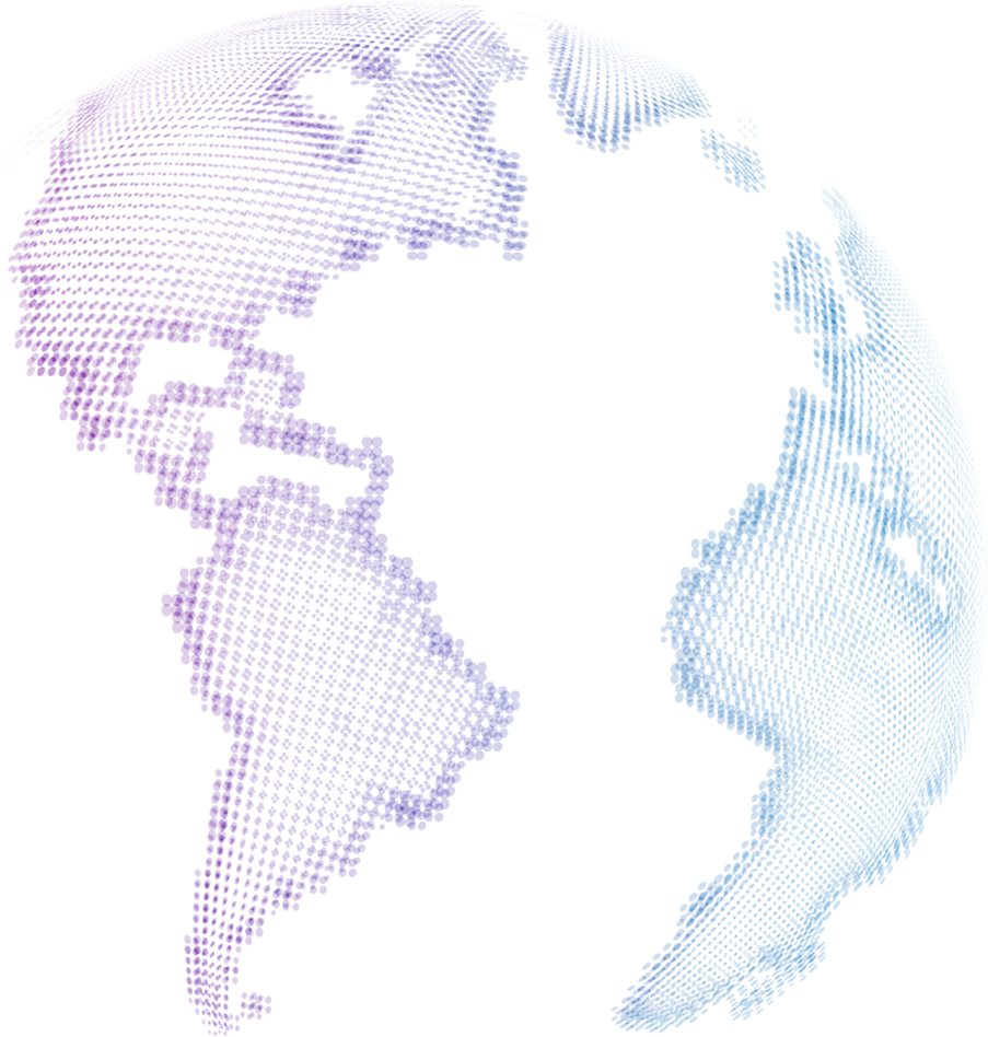 Dot-matrix globe icon representing Media DT's global digital marketing coverage.