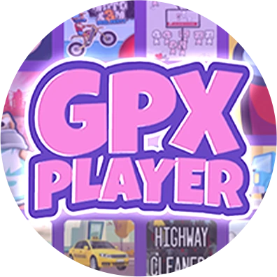 GPX Player mobile gaming application logo and interface showcase for lead generation.