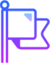 Gradient flag icon representing company missions, goals, and milestones.