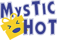 Mystic Shot brand logo with a playful yellow gift box icon.