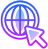 Internet globe icon with a cursor representing online traffic generation for inbound leads.